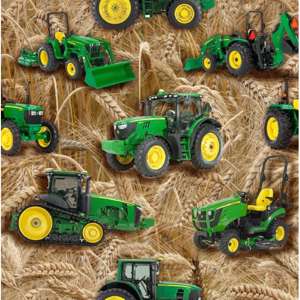 Bomuldsjersey - printet med grønne traktore